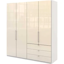Wohnen Falttüren Kleiderschrank in Creme Glas - Zidarie