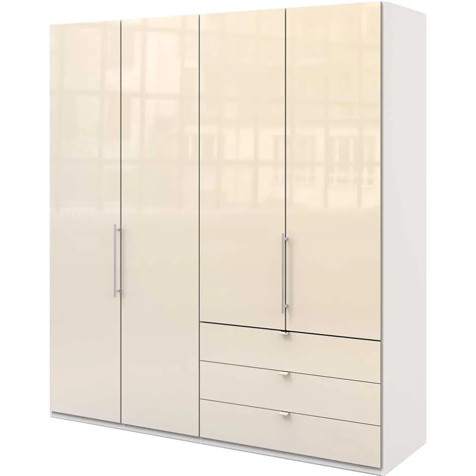 Wohnen Falttüren Kleiderschrank in Creme Glas - Zidarie