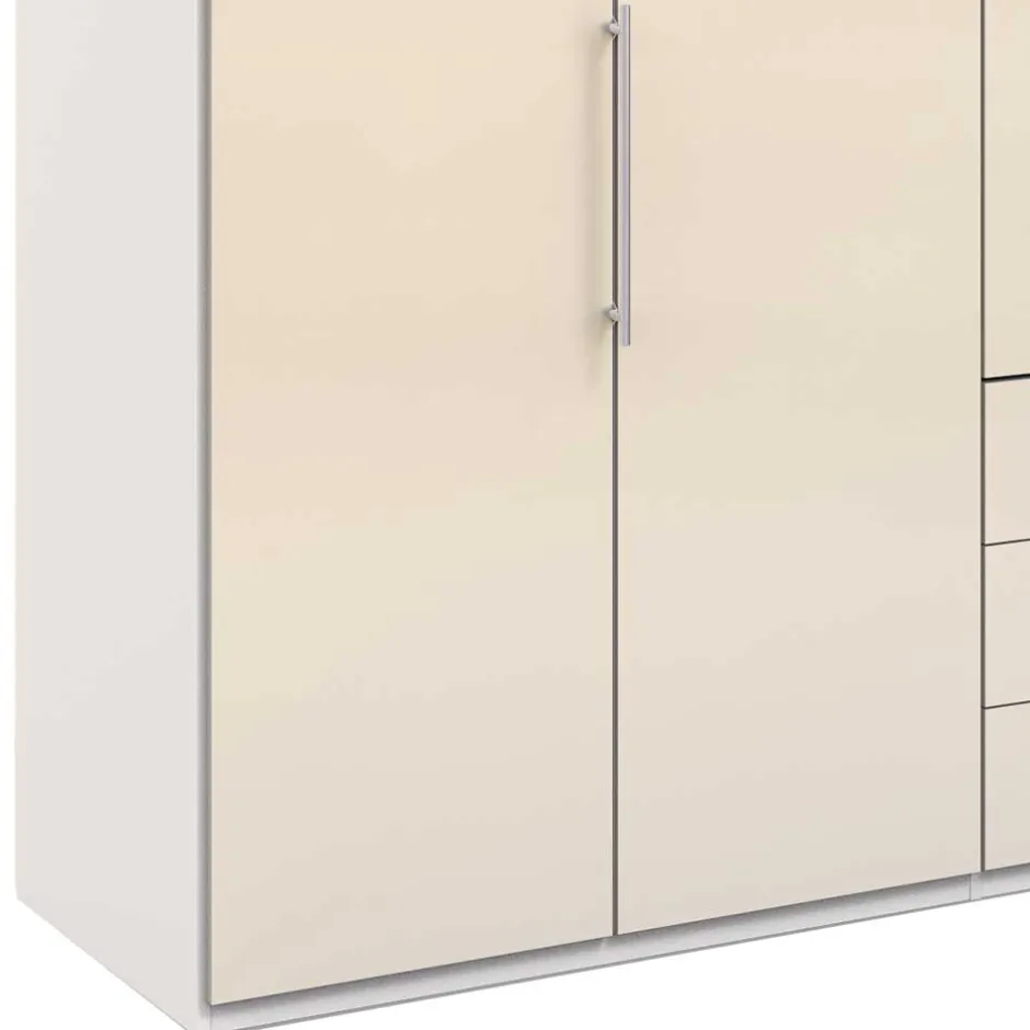 Wohnen Falttüren Kleiderschrank in Creme Glas - Zidarie
