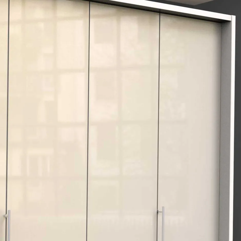 Wohnen Falttüren Kleiderschrank in Creme Glas - Zidarie