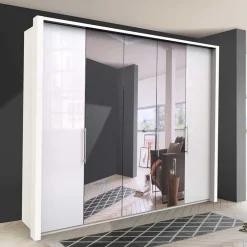 Falttüren Kleiderschrank mit Spiegel & Glas - Dolienca^Wohnen New