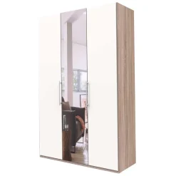 Wohnen Falttüren Schlafzimmerschrank in Weiß mit Spiegel - Vaclyn