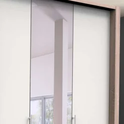 Wohnen Falttüren Schlafzimmerschrank in Weiß mit Spiegel - Vaclyn