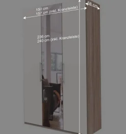 Wohnen Falttüren Schlafzimmerschrank in Weiß mit Spiegel - Vaclyn