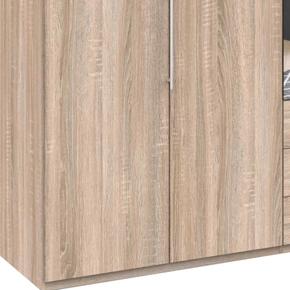 Wohnen Falttüren-Schlafzimmerschrank in Eiche Sägerau - Zayun