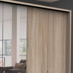 Wohnen Falttüren-Schlafzimmerschrank in Eiche Sägerau - Zayun