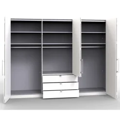 Falttürenschrank Gunjo in Weiß Eiche Sägerau^Wohnen Discount