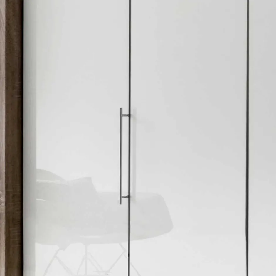 Wohnen Falttürenschrank Yutaha in Weiß Eiche Trüffel