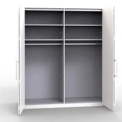 Wohnen Falttürenschrank Yutaha in Weiß Eiche Trüffel