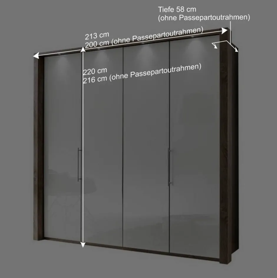 Wohnen Falttürenschrank Yutaha in Weiß Eiche Trüffel