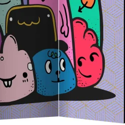 Farbenfroher Paravent mit süßen Comic Monstern - Feradila^Wohnen New