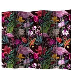 Farbenfroher Paravent mit Flamingo Dschungel Motiv - Ponzet^Wohnen Best