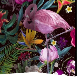 Farbenfroher Paravent mit Flamingo Dschungel Motiv - Ponzet^Wohnen Best