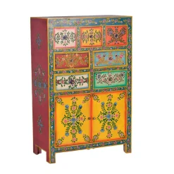 Farbenfrohes Design-Highboard mit Blumen Motiven - Leverias^Wohnen Hot