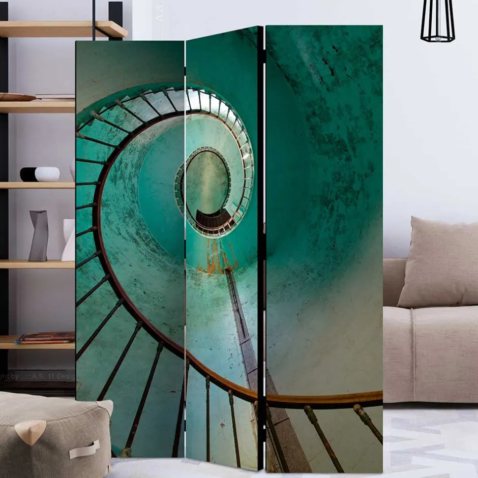 Wohnen Farbig bedruckter Paravent mit Motiv Wendeltreppe - Eprisa