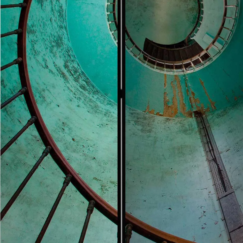 Wohnen Farbig bedruckter Paravent mit Motiv Wendeltreppe - Eprisa