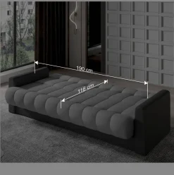 Federkern Bettcouch in Dunkelgrau und Weiß - Rasmino^Wohnen Hot