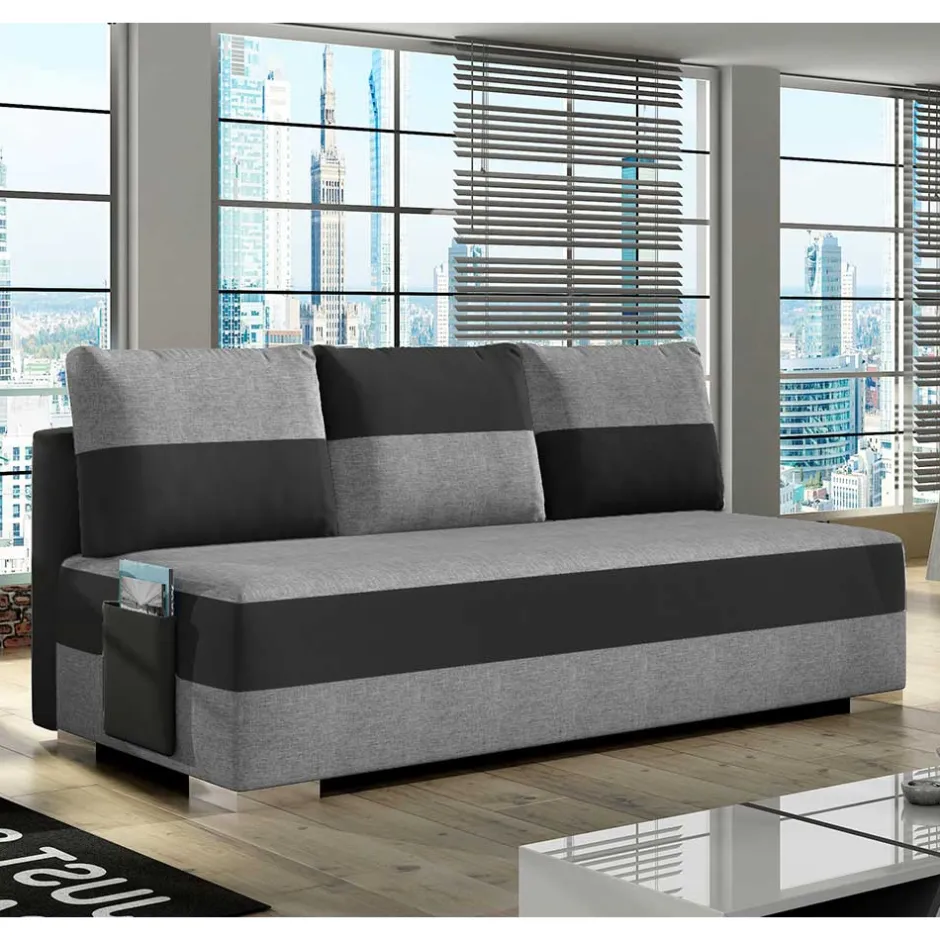 Wohnen Federkern Klappcouch in Grau und Schwarz - Zacatecas