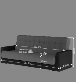 Wohnen Federkern Klappcouch mit Bettkasten - Lajos