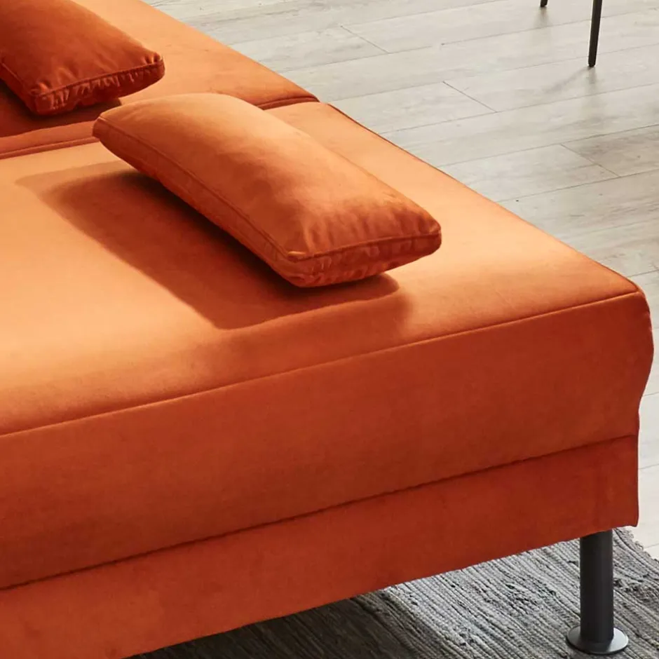 Federkern Klappsofa in Kupfer Velours - Sharkas^Wohnen Clearance