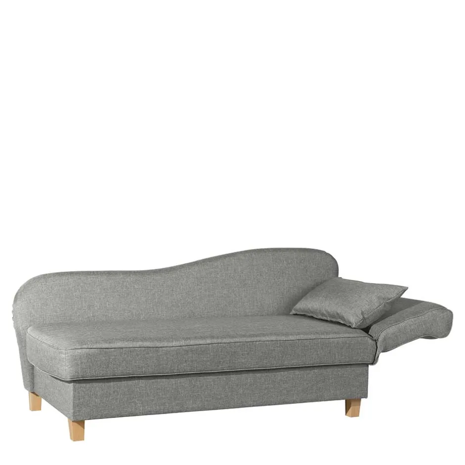 Wohnen Federkern Polsterliege in Hellgrau mit Buche - Zadella