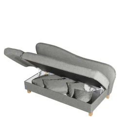 Wohnen Federkern Polsterliege in Hellgrau mit Buche - Zadella