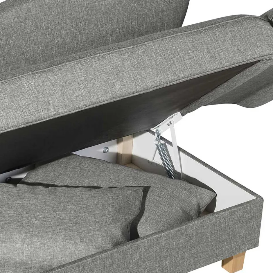 Wohnen Federkern Polsterliege in Hellgrau mit Buche - Zadella