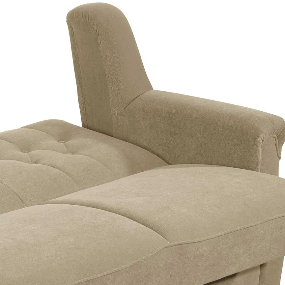 Wohnen Federkern Schlafsofa aus Flockstoff in Beige - Mabu