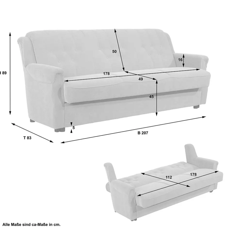 Wohnen Federkern Schlafsofa aus Flockstoff in Beige - Mabu