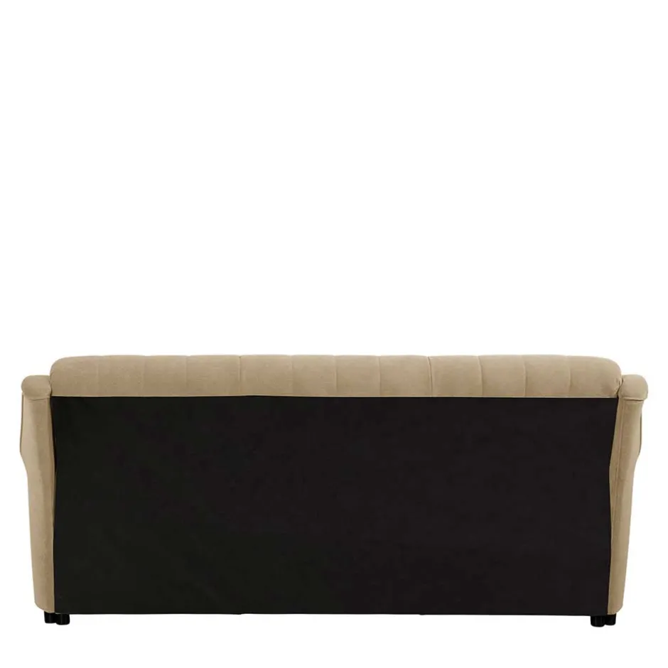 Wohnen Federkern Schlafsofa aus Flockstoff in Beige - Mabu