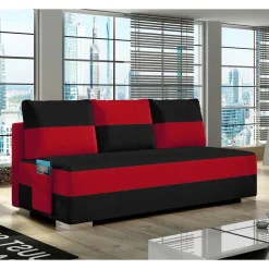 Federkern Sofabett in Schwarz und Rot - Nusret^Wohnen Discount