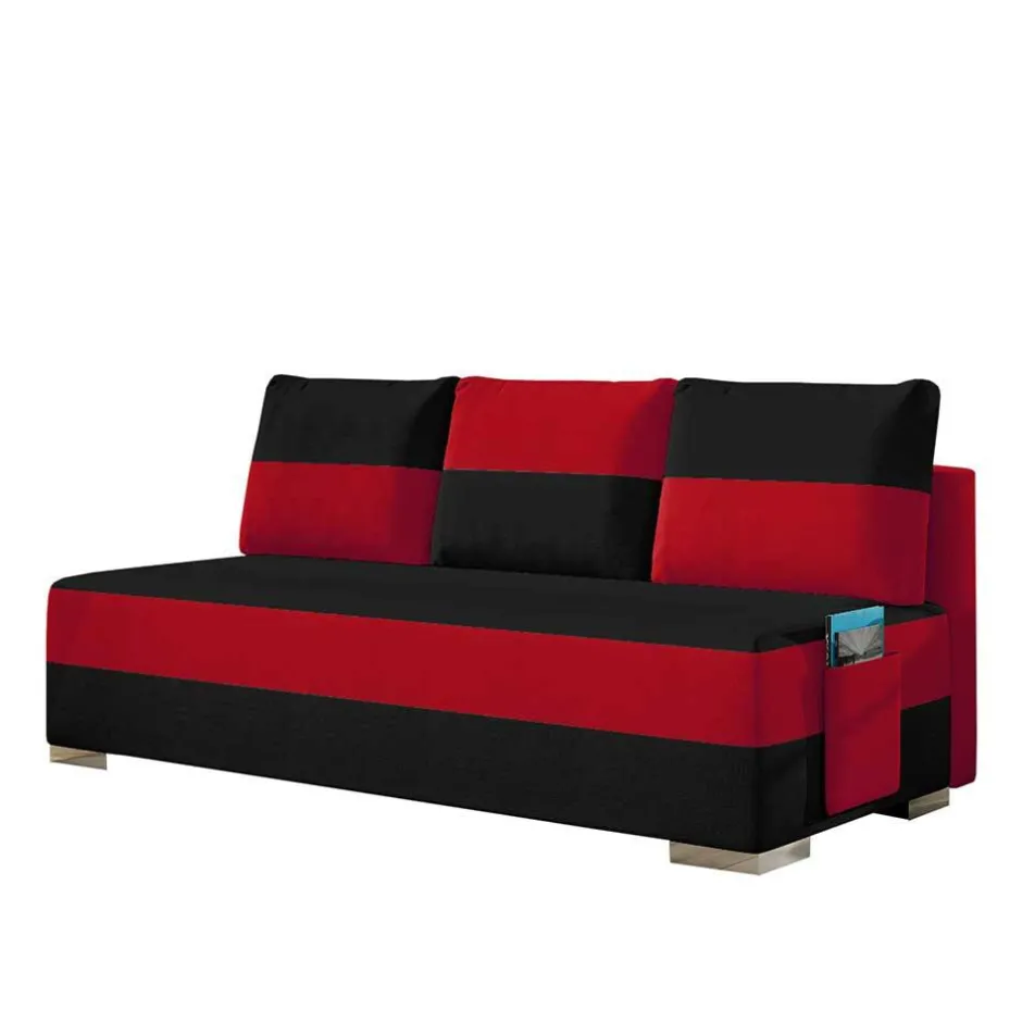 Federkern Sofabett in Schwarz und Rot - Nusret^Wohnen Discount