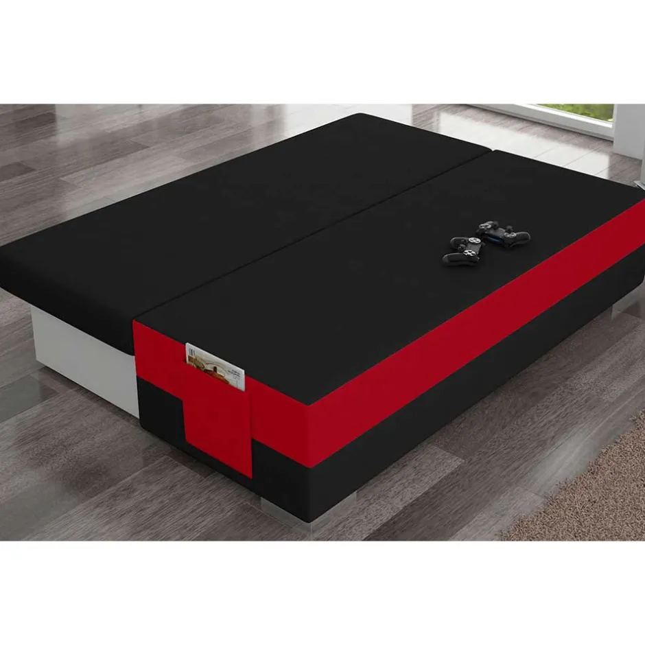 Federkern Sofabett in Schwarz und Rot - Nusret^Wohnen Discount