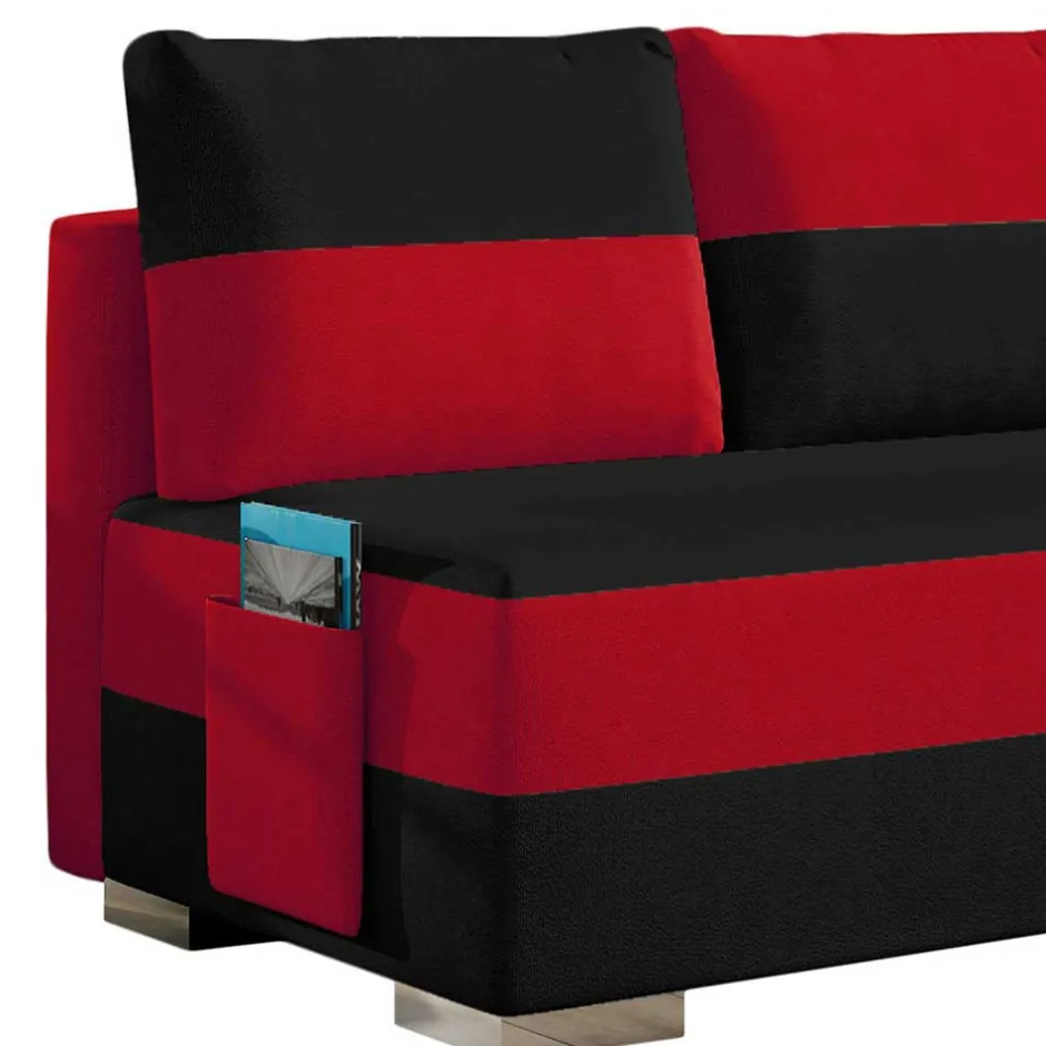 Federkern Sofabett in Schwarz und Rot - Nusret^Wohnen Discount