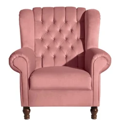 Federkern-Ohrensessel in Rosa und Nussbaum Braun - Masiela^Wohnen Discount