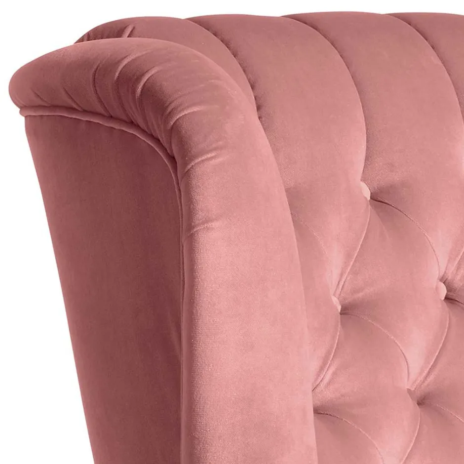 Federkern-Ohrensessel in Rosa und Nussbaum Braun - Masiela^Wohnen Discount