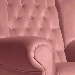 Federkern-Ohrensessel in Rosa und Nussbaum Braun - Masiela^Wohnen Discount