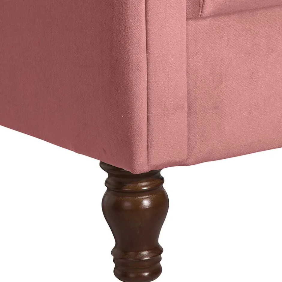 Federkern-Ohrensessel in Rosa und Nussbaum Braun - Masiela^Wohnen Discount