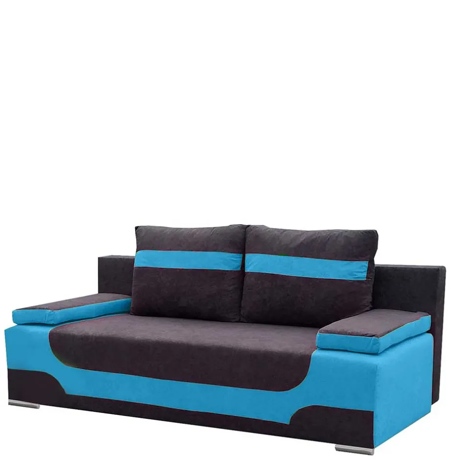 Federkern-Schlafcouch in Blau und Dunkelgrau - Halfa^Wohnen New
