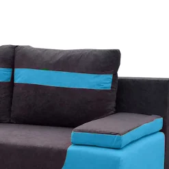 Federkern-Schlafcouch in Blau und Dunkelgrau - Halfa^Wohnen New