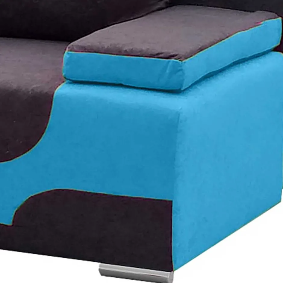 Federkern-Schlafcouch in Blau und Dunkelgrau - Halfa^Wohnen New