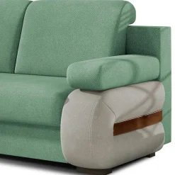 Wohnen Federkernsofa in Hellgrün und Hellgrau - Zenca