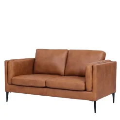 Federkernsofa in Leder Cognac Braun - Lespavo^Wohnen Discount