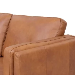 Federkernsofa in Leder Cognac Braun - Lespavo^Wohnen Discount