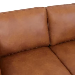 Federkernsofa in Leder Cognac Braun - Lespavo^Wohnen Discount