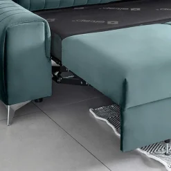 Wohnen Federkern-Wohnzimmercouch in Petrol Blau Samt - Racing