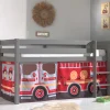 Kinder Wohnen Feuerwehr Kinderzimmer Hochbett in Grau - Ernezza