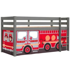 Kinder Wohnen Feuerwehr Kinderzimmer Hochbett in Grau - Ernezza