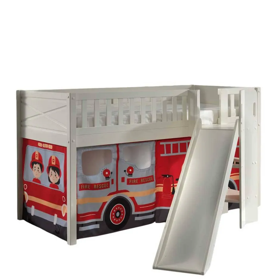 Kinder Wohnen Feuerwehr Spielbett mit schräger Rutsche - Cosmona