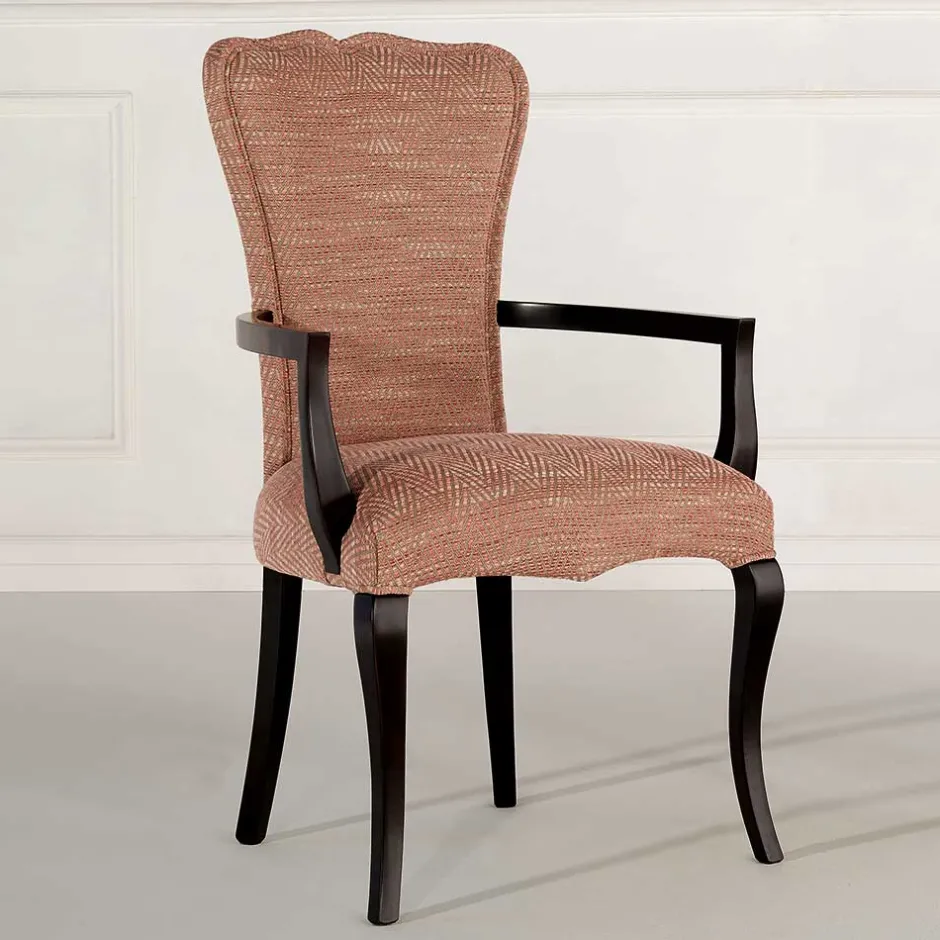 Wohnen Fischgrät Armlehnenstuhl in Altrosa Strukturstoff - Salut